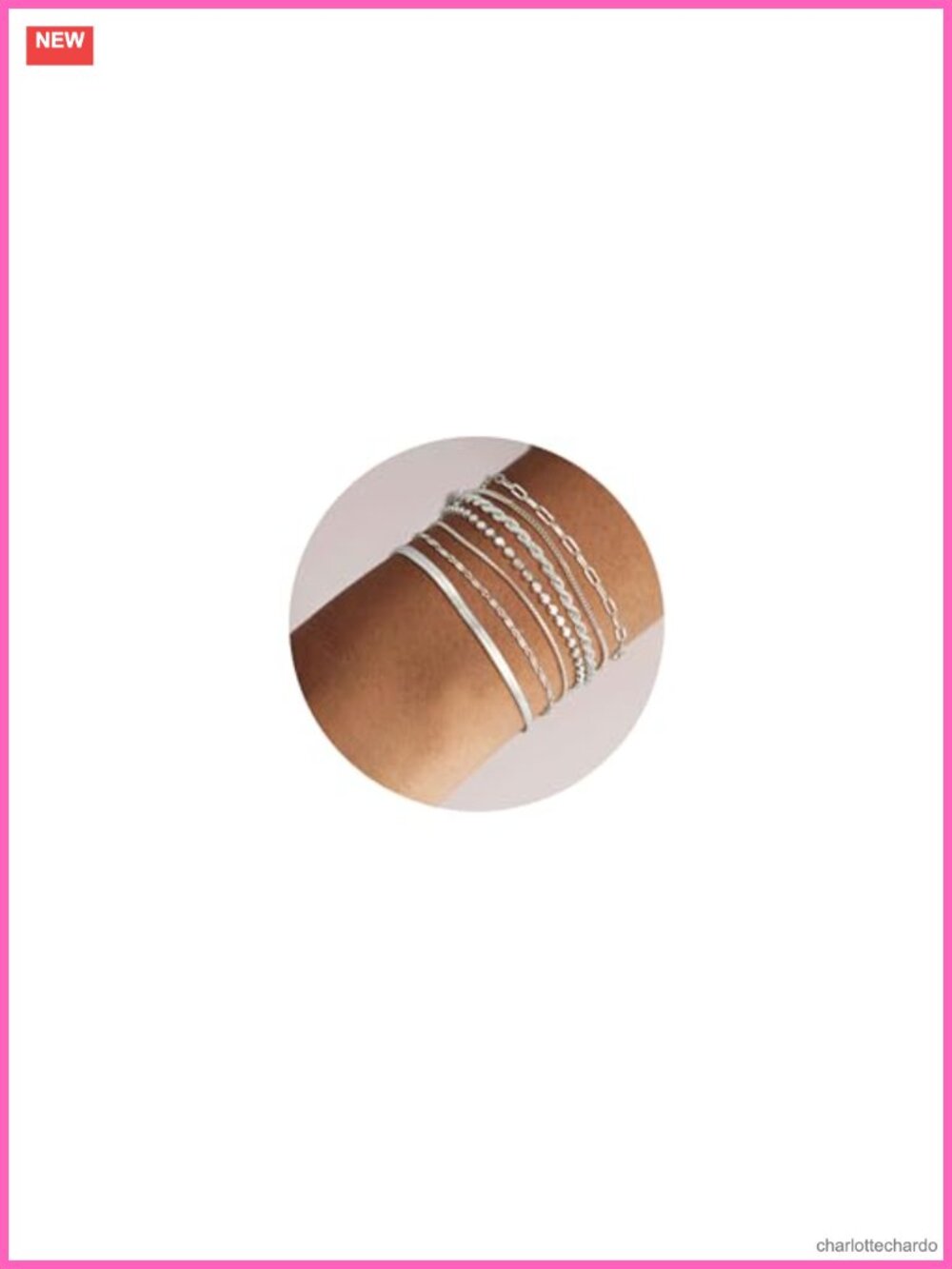 7pc Silver Plated Bracelet Stack Set for Women Waterproof Chain Jewelry